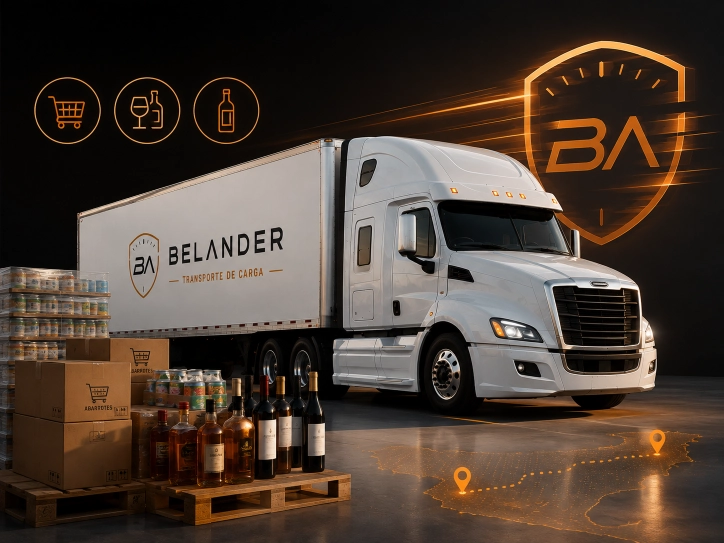 Cajas de vinos, licores y abarrotes estibadas para transporte